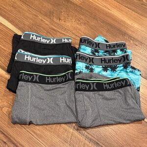 Hurley Boxer Briefs - Black, Gray, Blue Palm Print